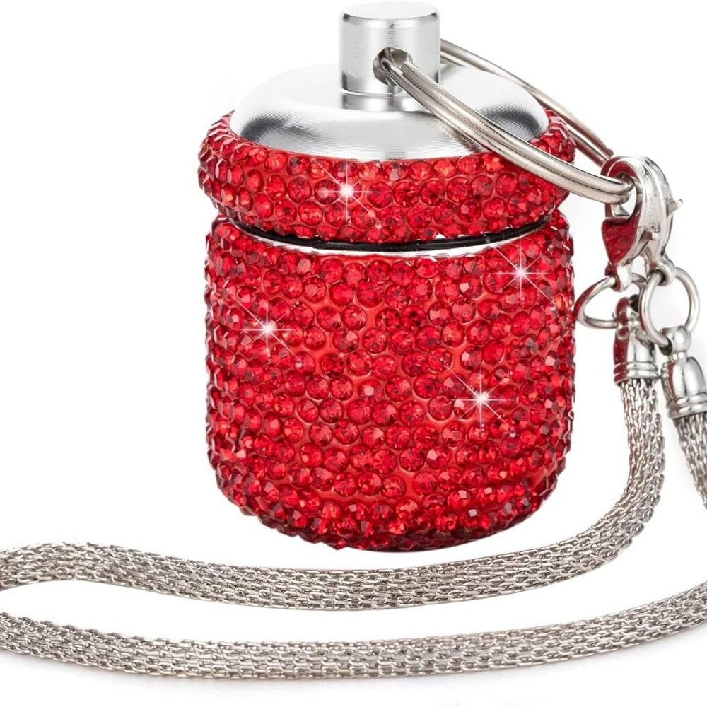 Mini Medicine Pill Box Keychain Fob Fancy Jewelry Container Storage Organizer‎